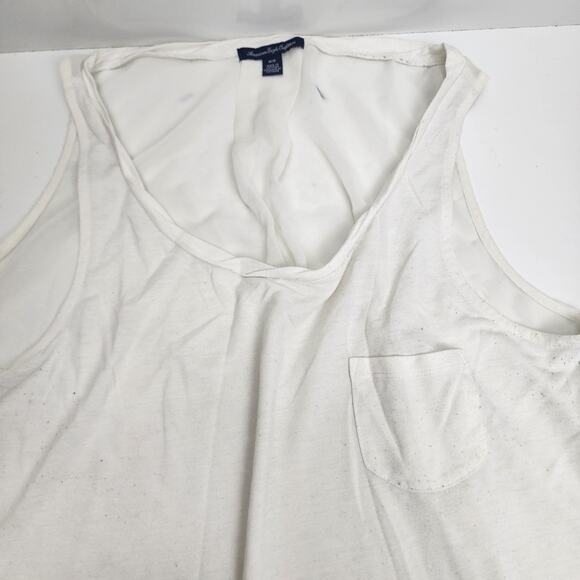 American Eagle Outfitters Ivory See-Thru Back Scope Neck Tank Top Women's Size M - Picture 2 of 5